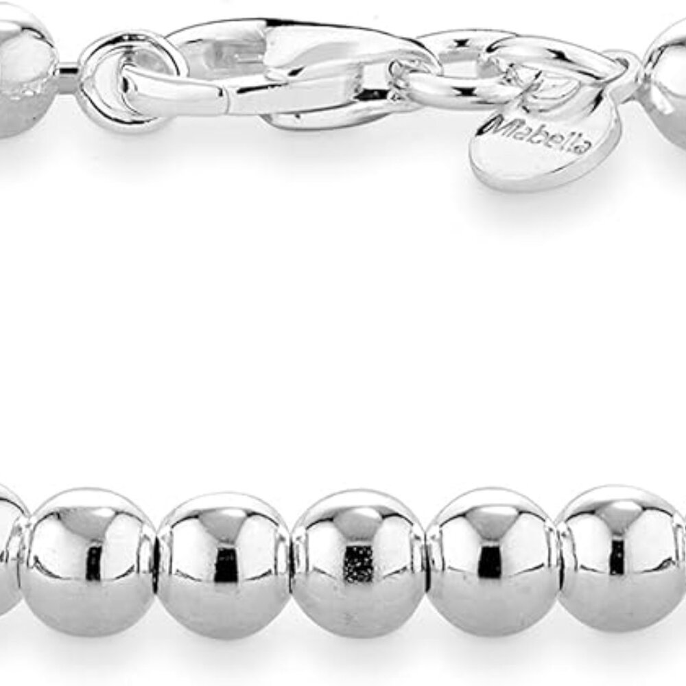 925 Sterling Silver Italian Handmade 4mm Bead Ball Strand Chain Bracelet for Wom